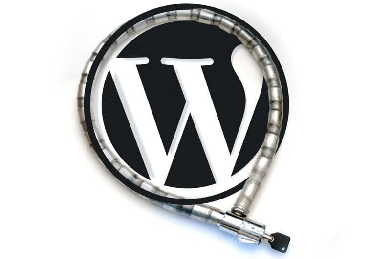 Symbolbild Wordpress-Sicherheit - Wordpress-Logo mit Fahrradschloss