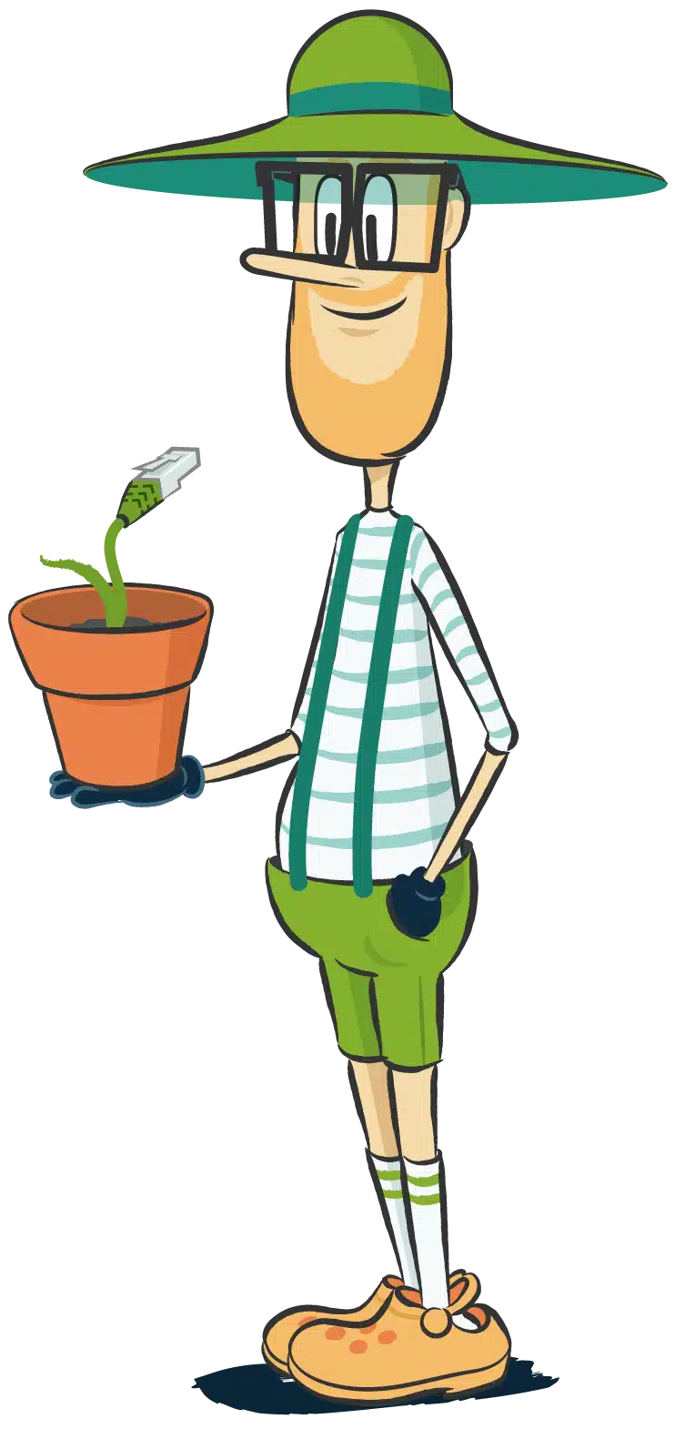 The mascot Gerry the website gardener (illustration by Nils Kalk)